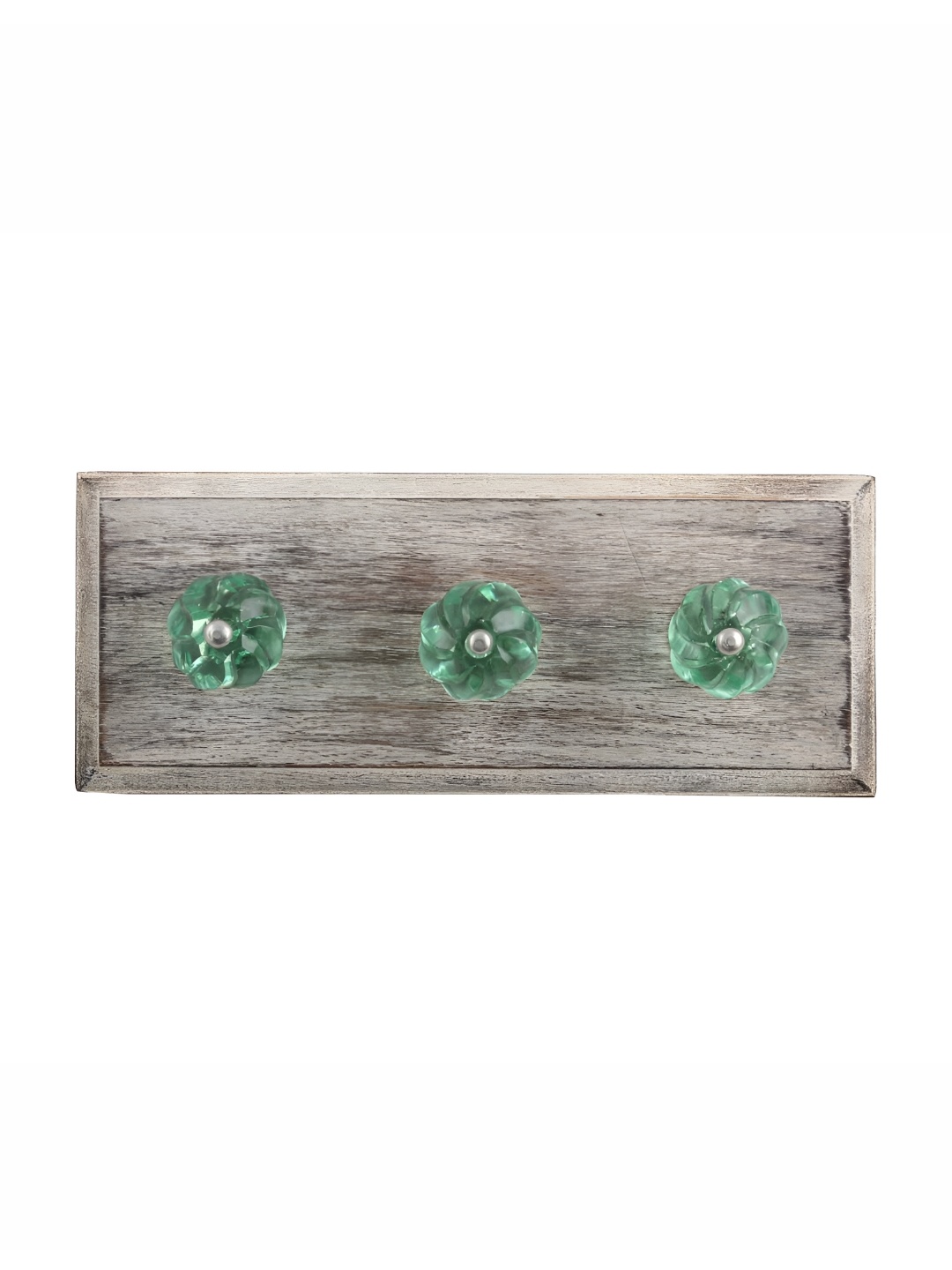

Indianshelf Green & Brown Floral Wooden 3-Hooks Wall Key Holder
