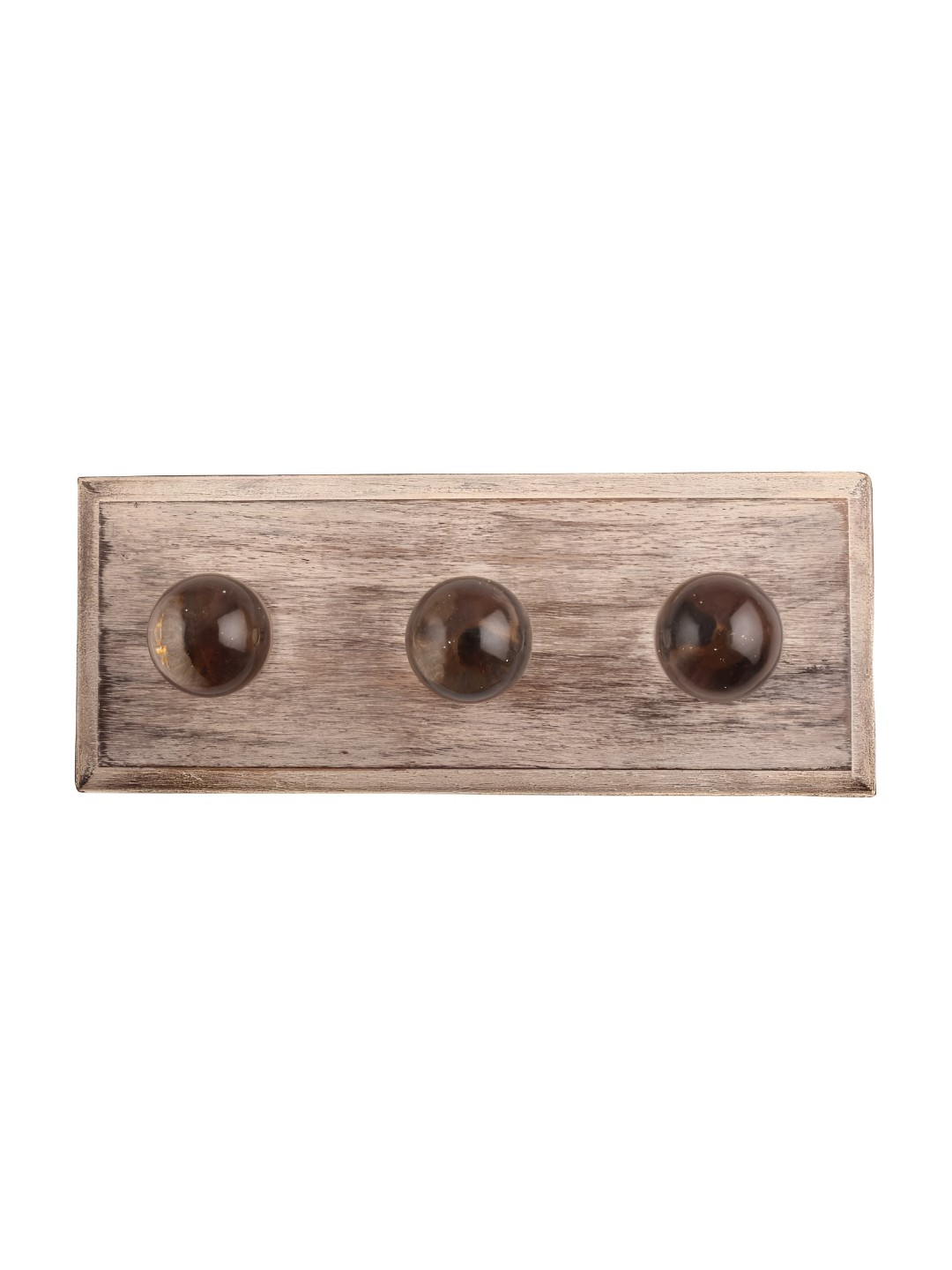 

Indianshelf Transparent & Beige Wooden Round Wall Hooks Holder