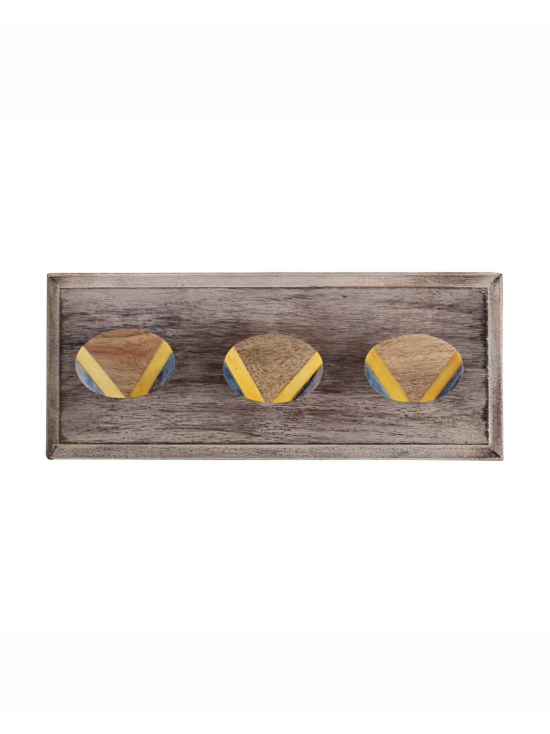 

Indianshelf Yellow & Beige Wooden Wall Hooks Holder