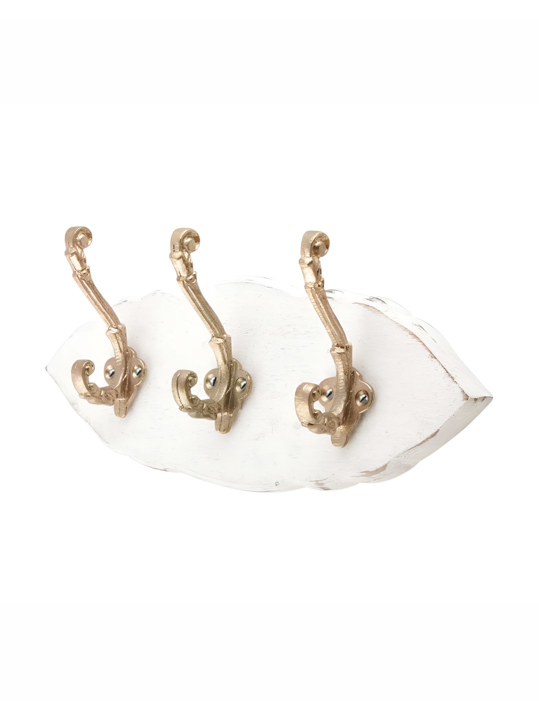 

Indianshelf White & Turquoise Blue Leaf Shape Wooden Wall Hooks Key Holder
