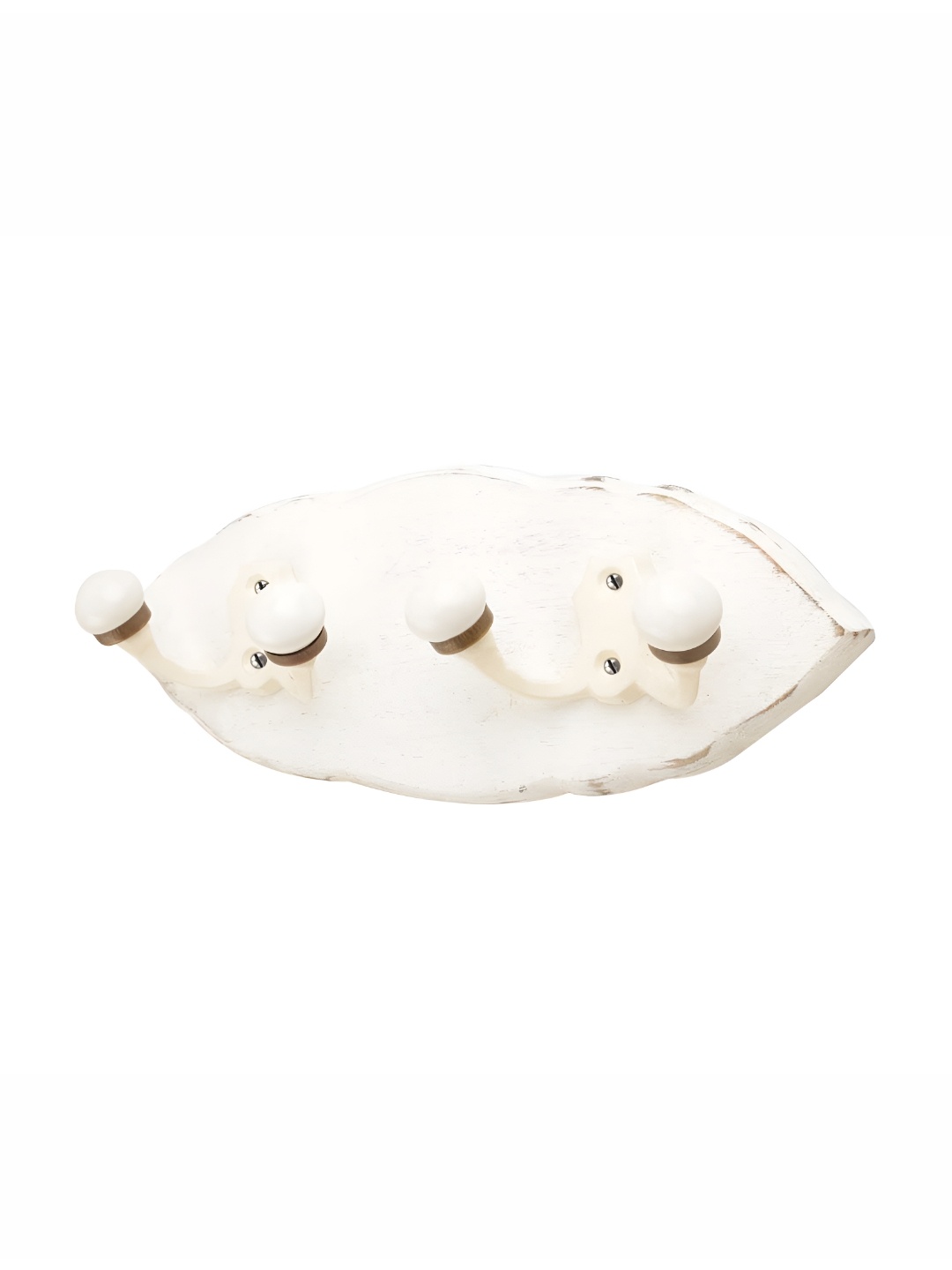 

Indianshelf White Leaf Shaped Double Loop Wooden Wall Key Holders