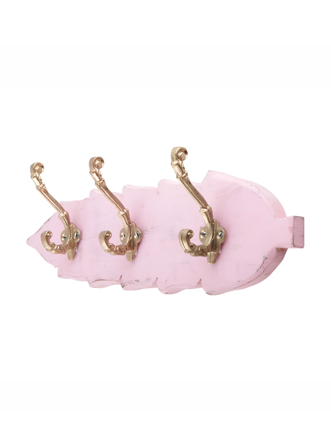 

Indianshelf Pink & Gold Toned Leaf Shaped Wooden Wall Key Holder