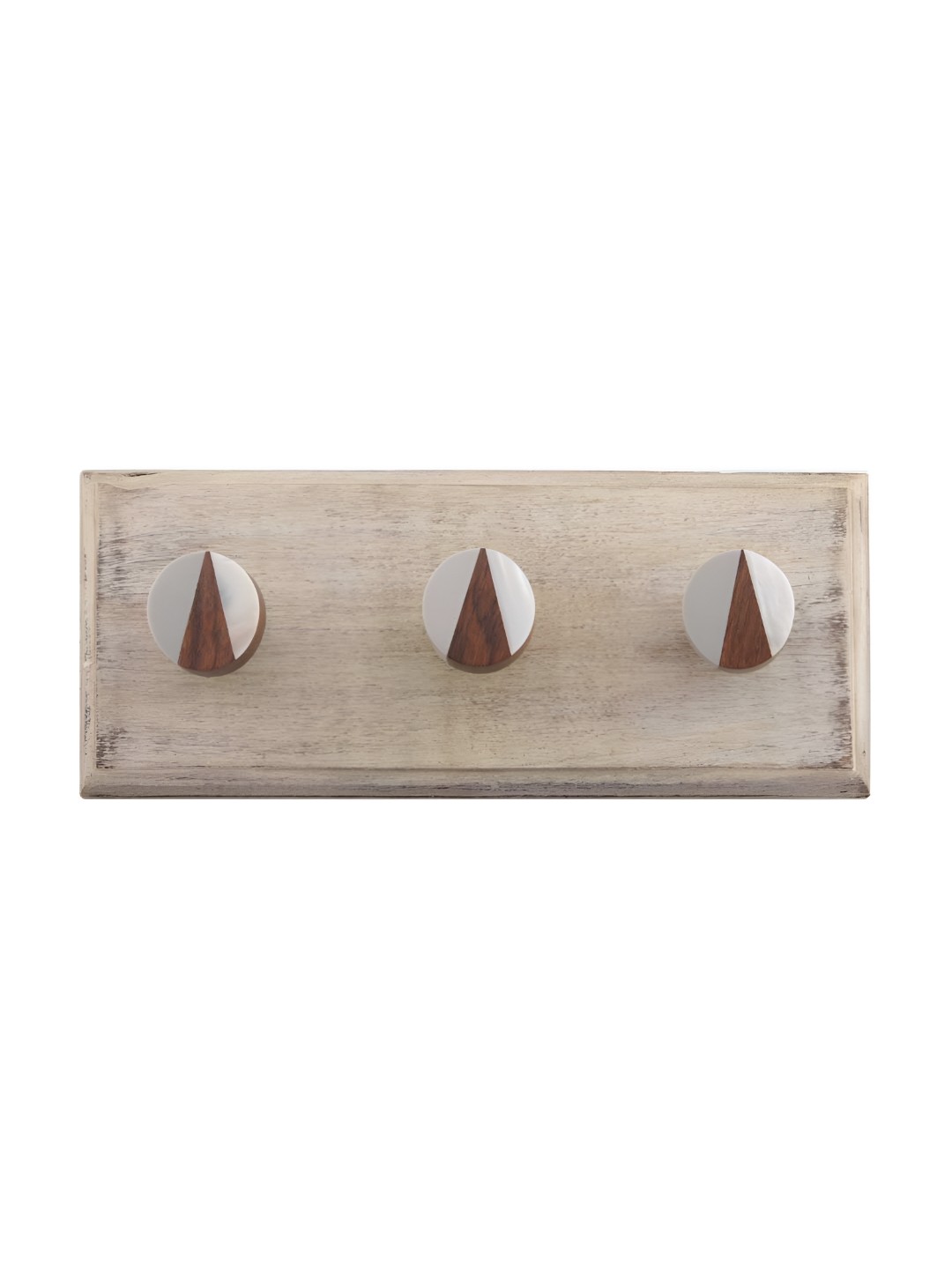 

Indianshelf Beige & Brown Geometric Print Wooden 3-Hooks Wall Key Holder