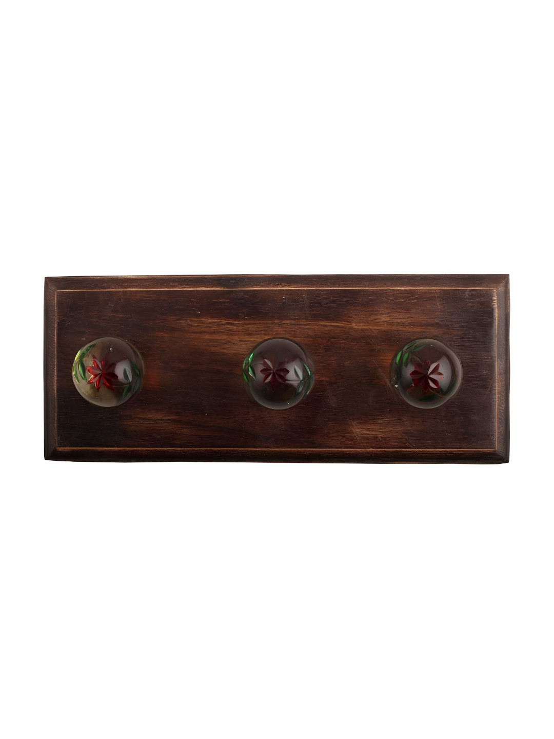 

Indianshelf Brown & Green Wooden Star Cut Wall Hooks Holder