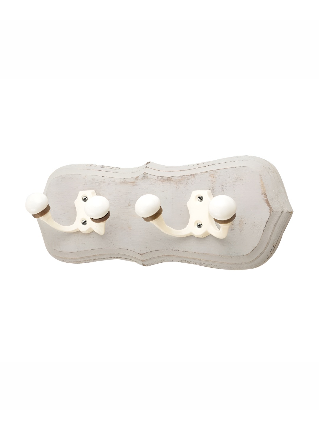 

Indianshelf Grey & White Double Loop Wooden Wall Hooks Key Holder