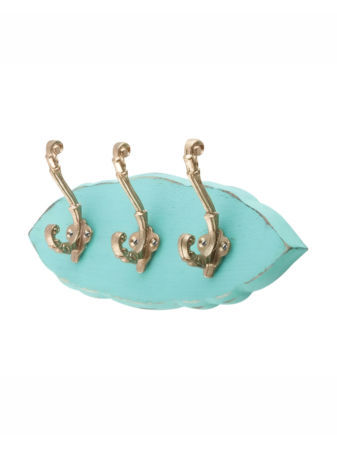 

Indianshelf Green Gold Wooden Wall Hooks Key Holder