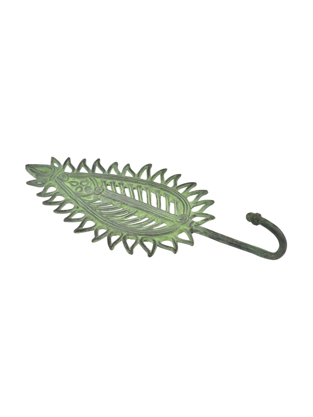 

Indianshelf Black & Green Leaf Shaped Brass Wall Hook Key holder