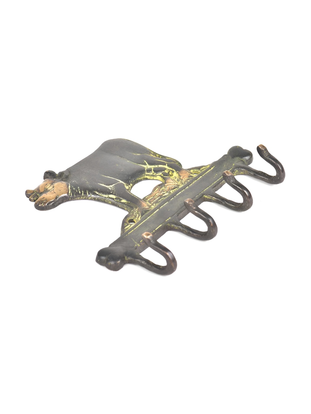 

Indianshelf Black Cow Brass 4 Hooks Key Holder