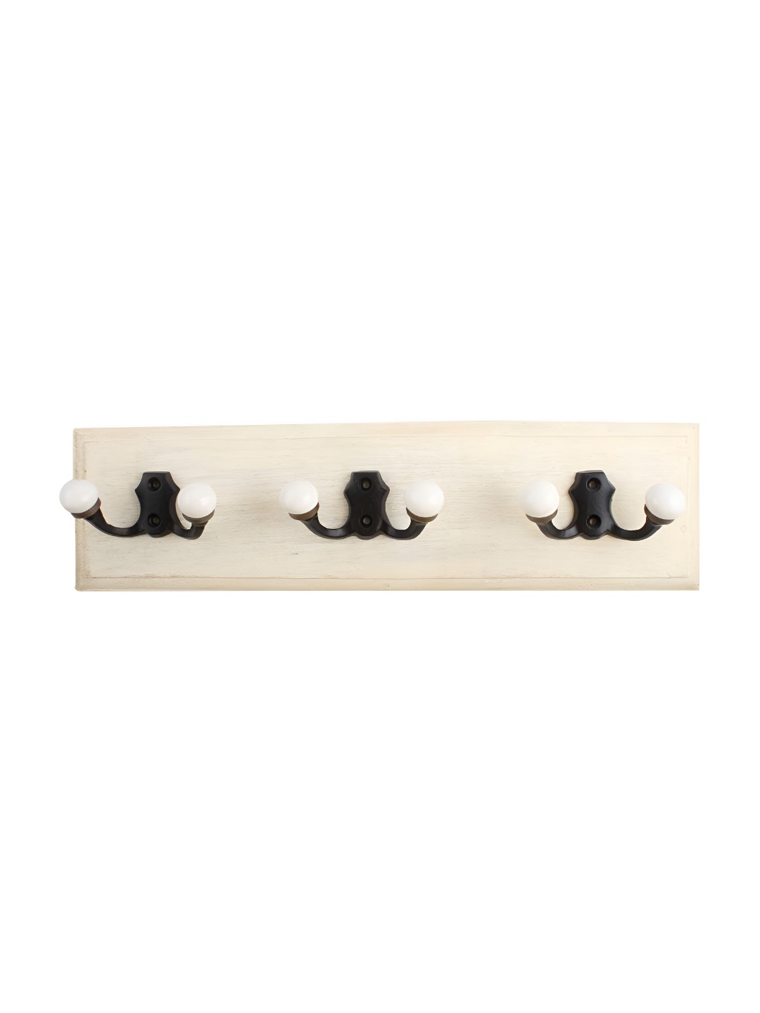

Indianshelf Black & Beige Wooden 3 Hooks Key Holder