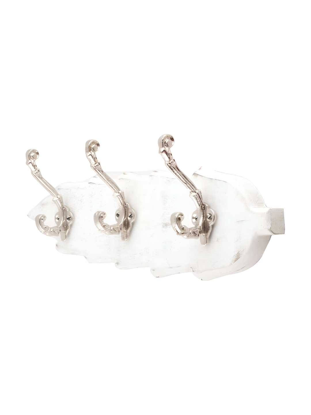 

Indianshelf White & Beige Leaf Loop Wooden Wall Hooks Key Holder