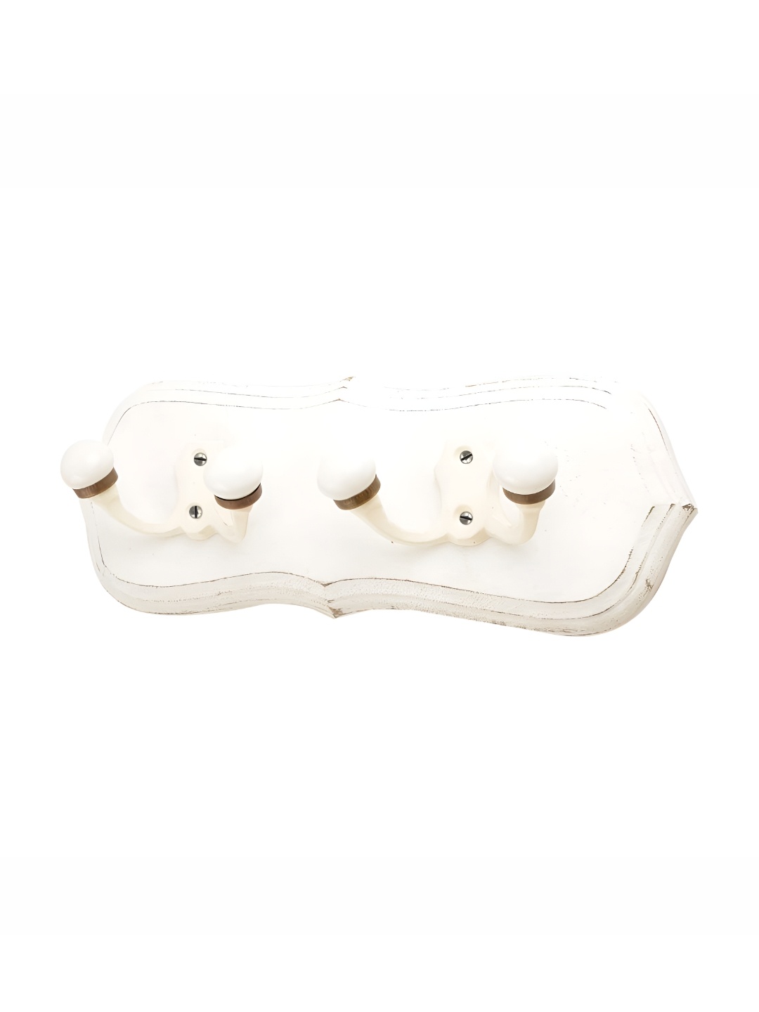 

Indianshelf White Ceramic Leaf Shape Double Loop Wall Hooks Key Holder