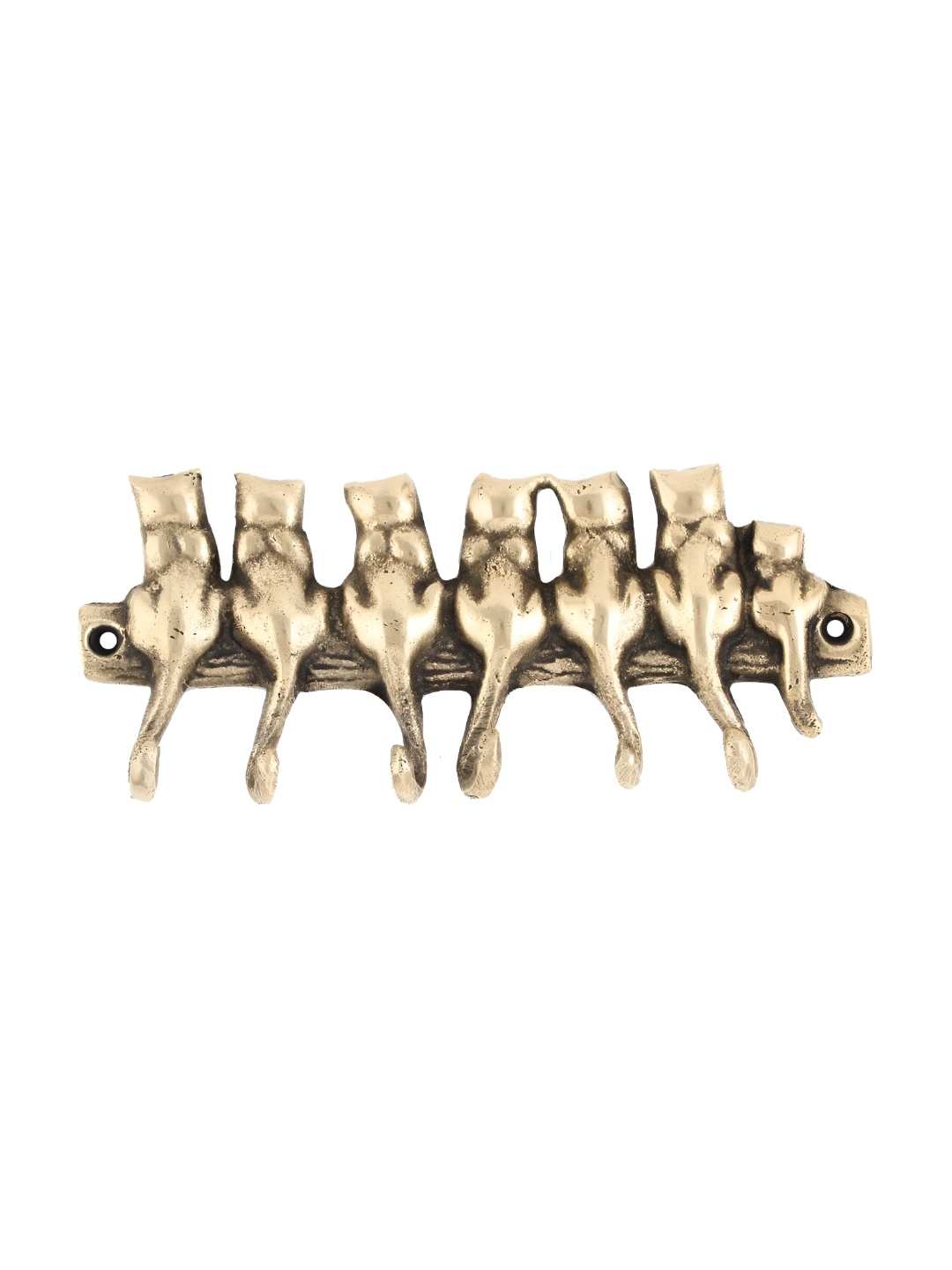 

Indianshelf Gold Toned Cat Brass 7-Hooks Wall Key Holder