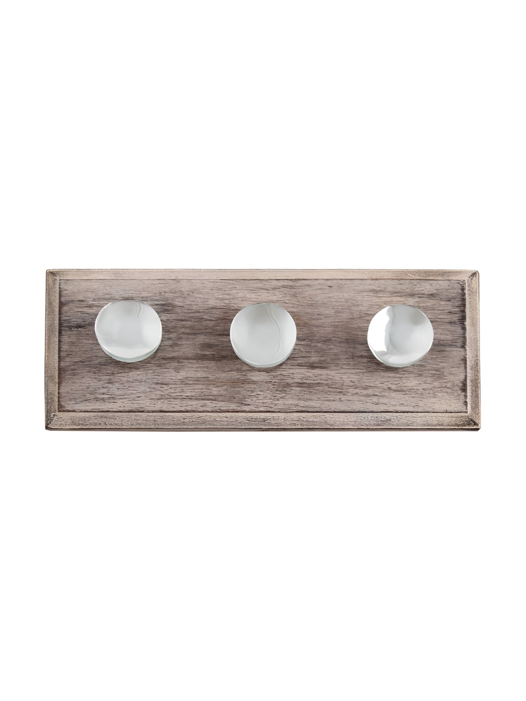 

Indianshelf Silver Toned Wooden Flat Wall Key Holder