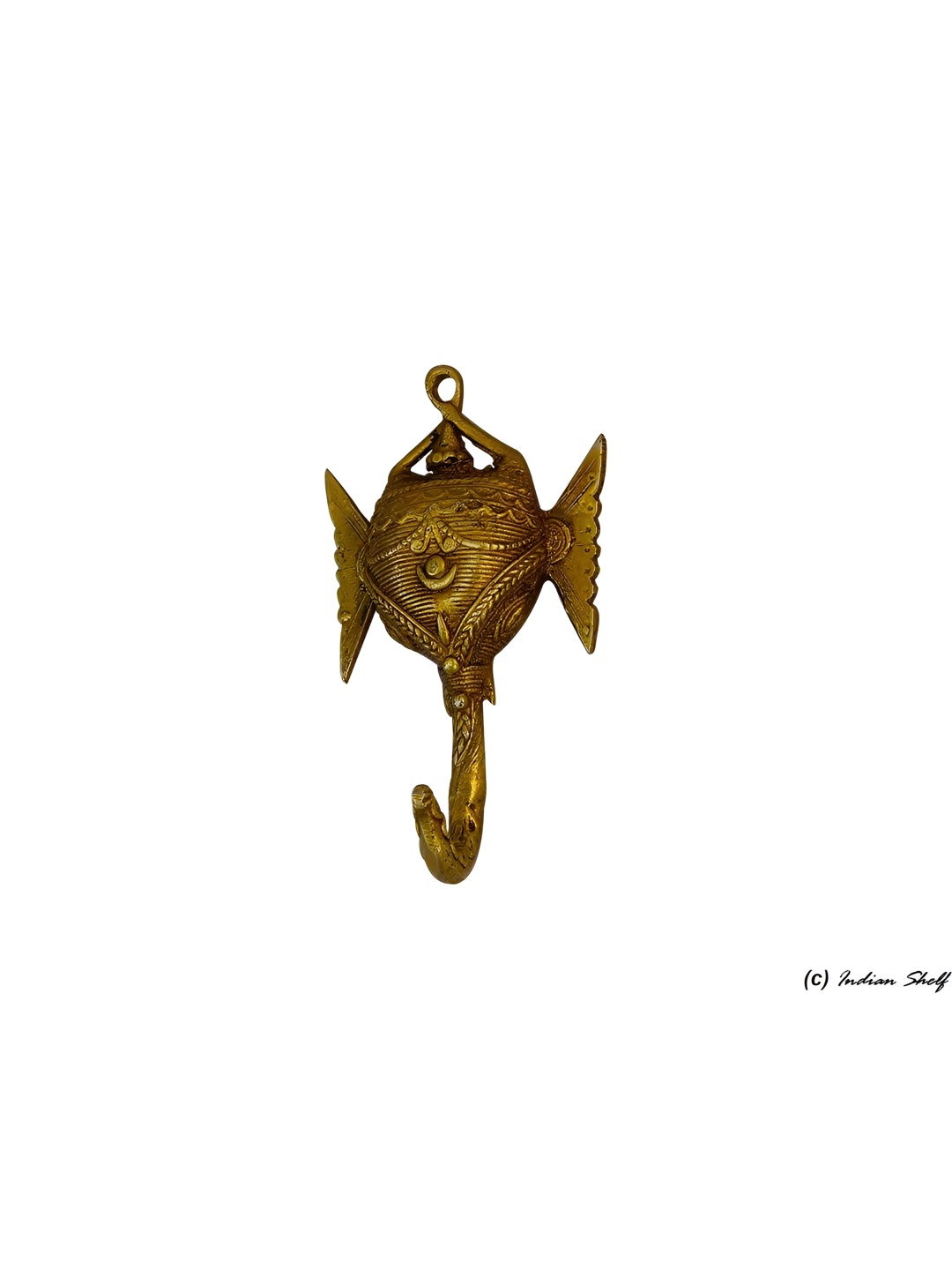 

Indianshelf Gold Toned Ganesha Brass 1-Hook Wall Key Holder