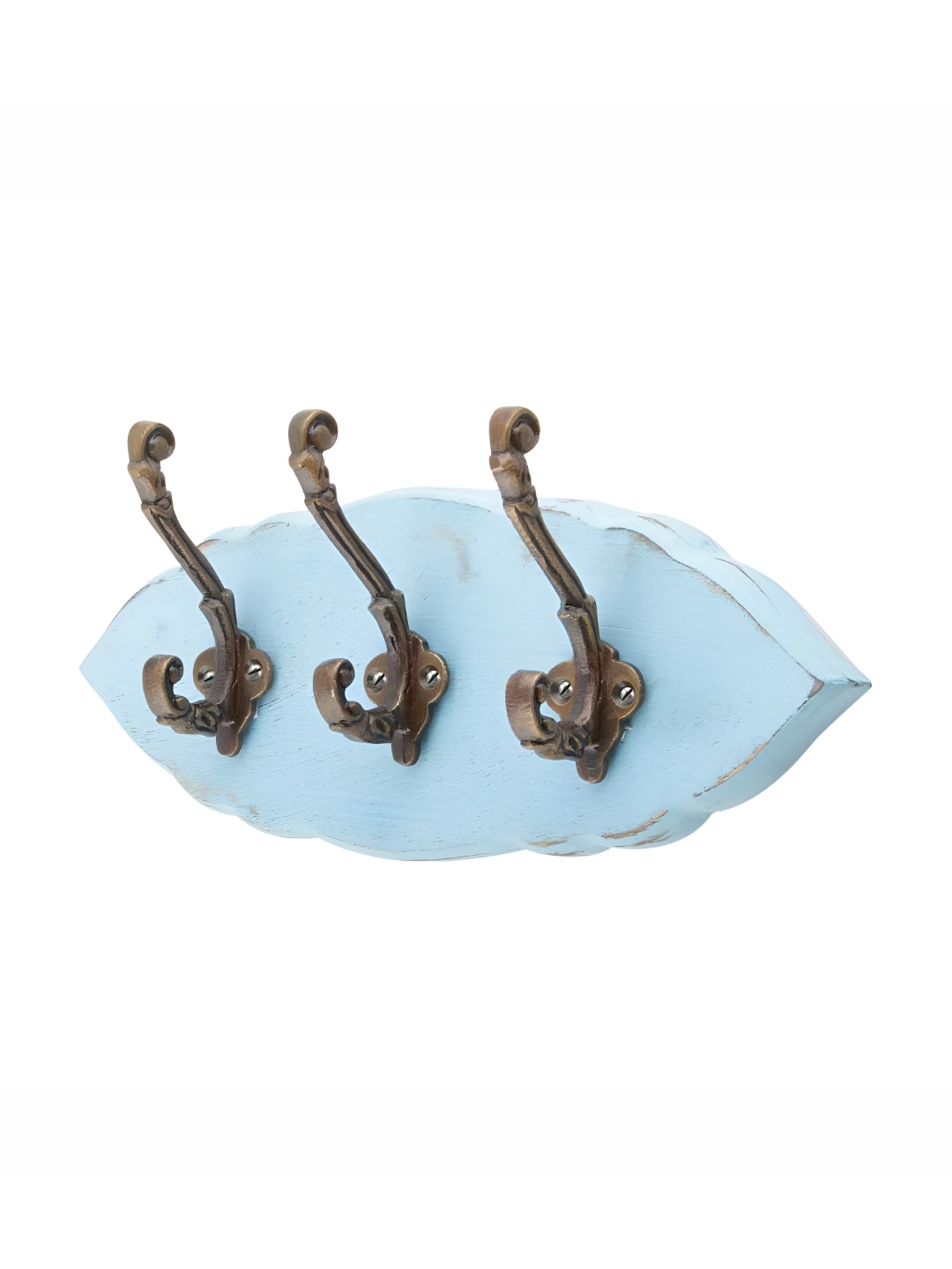 

Indianshelf Blue & Brown Striped Wooden Wall Key Holder
