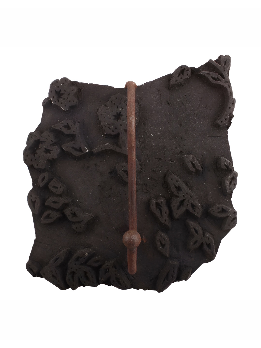 

Indianshelf Black Wooden Floral Block Wall Key Holder