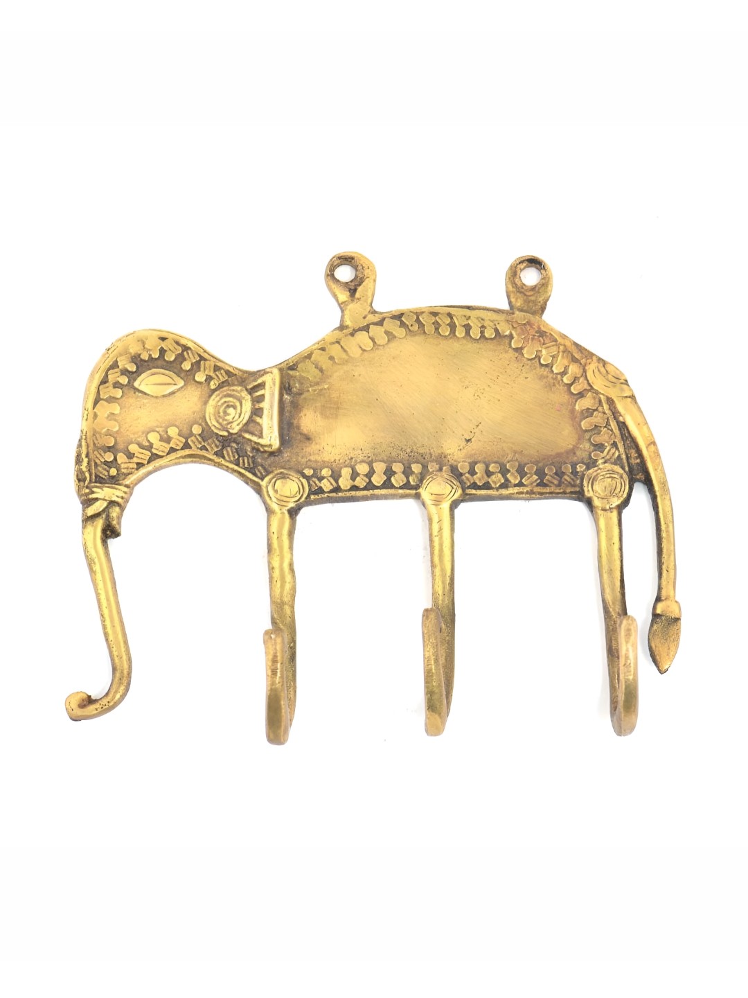 

Indianshelf Gold Toned Elephant Brass Wall Key Holder