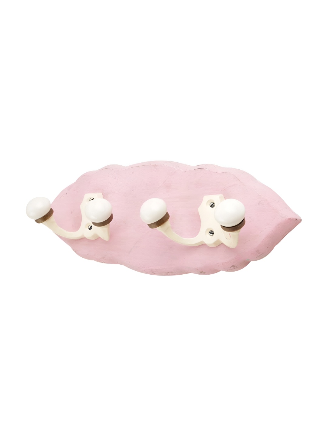 

Indianshelf White & Pink Leaf Shape Double Loop Wooden Wall Key Holder