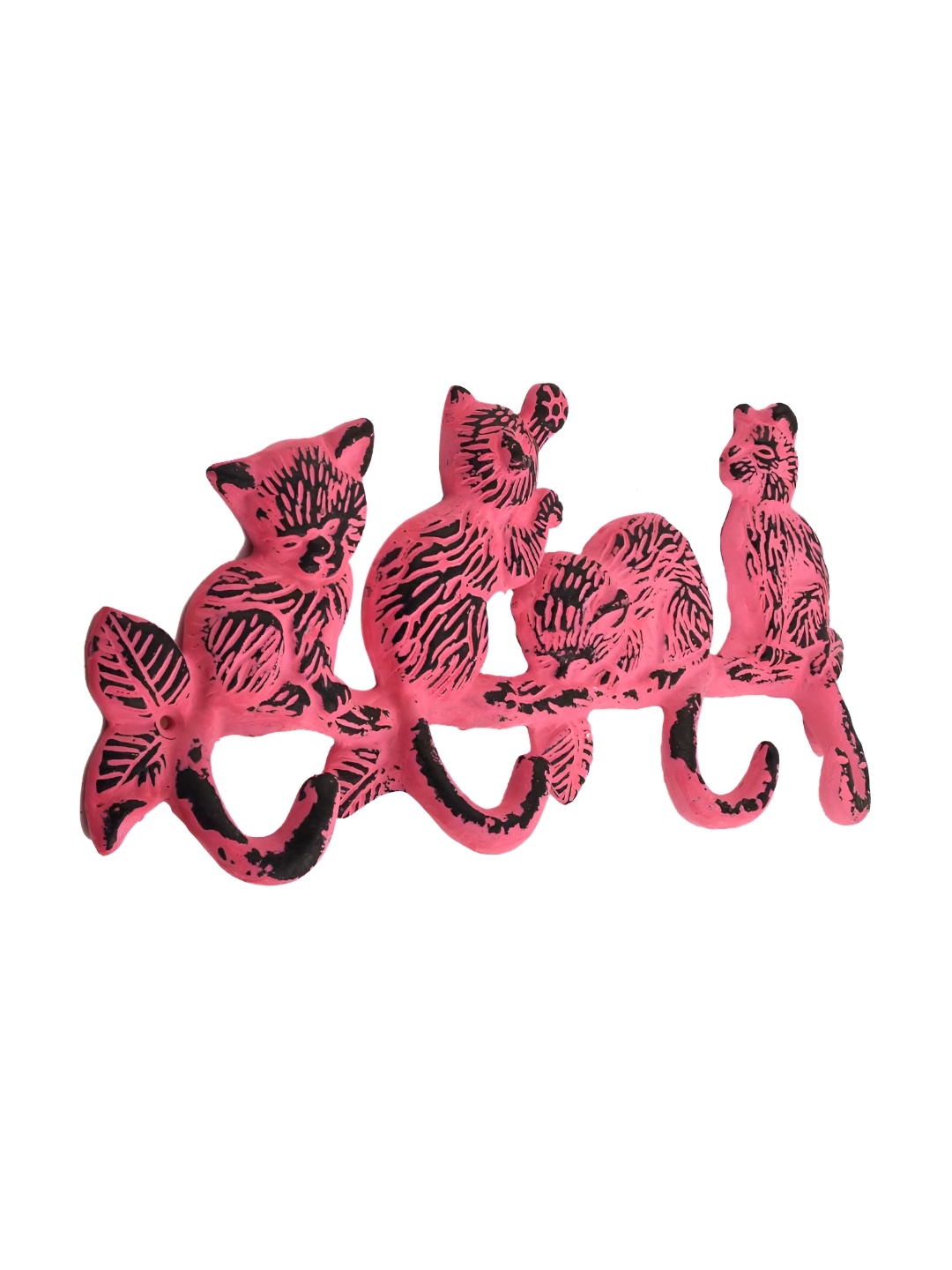 

Indianshelf Pink Cats Patterned Iron Wall Hooks Key Holder
