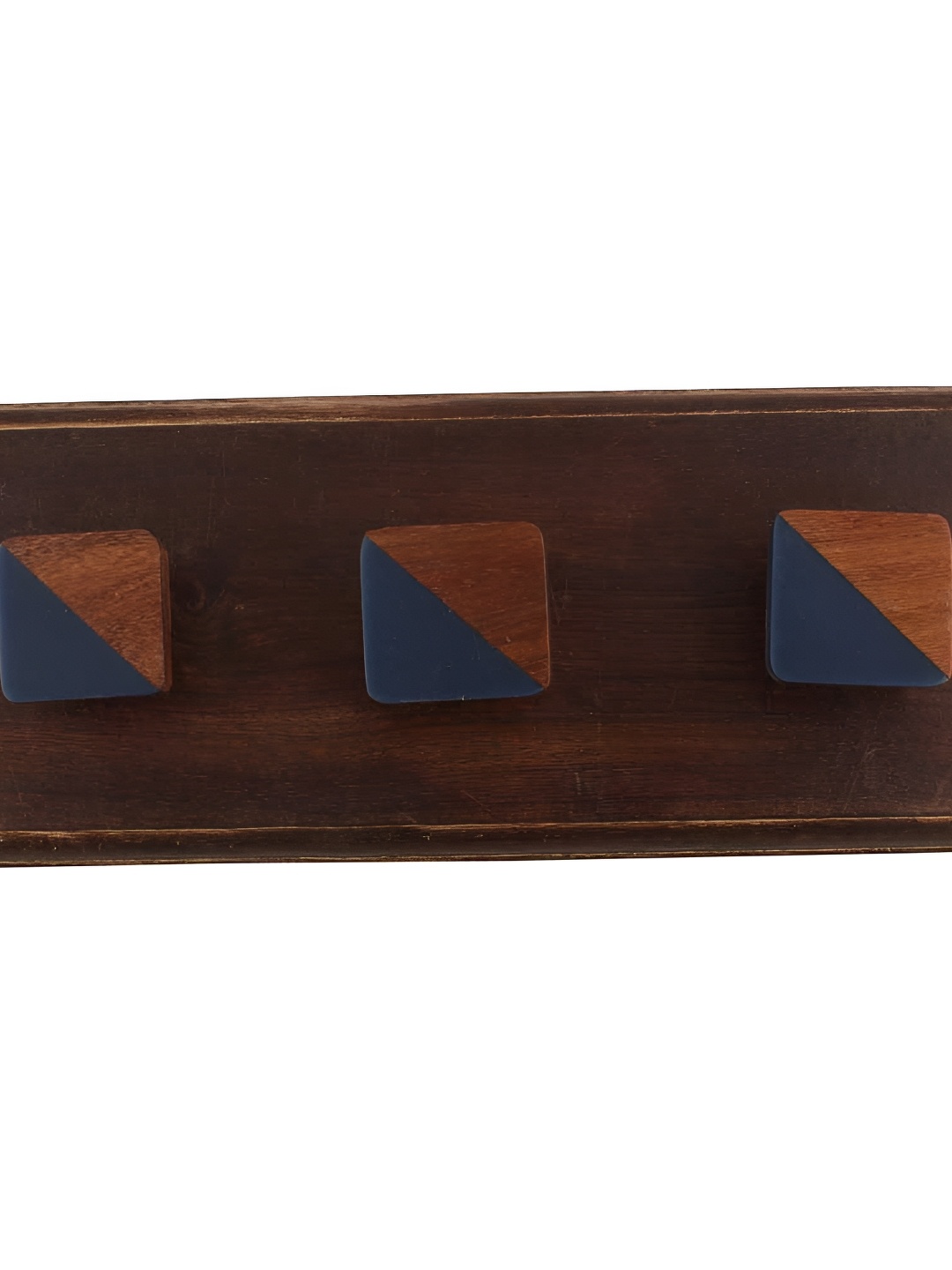 

Indianshelf Brown & Blue Square Wooden Wall Hooks Key Holder