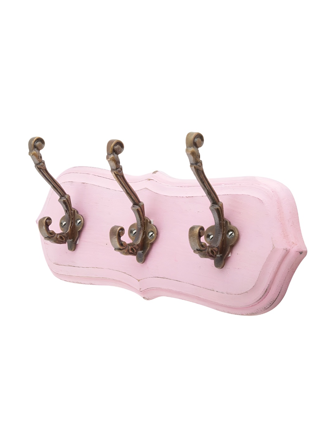 

Indianshelf Pink & Beige Leaf Shape Wooden Wall Hooks Key Holder