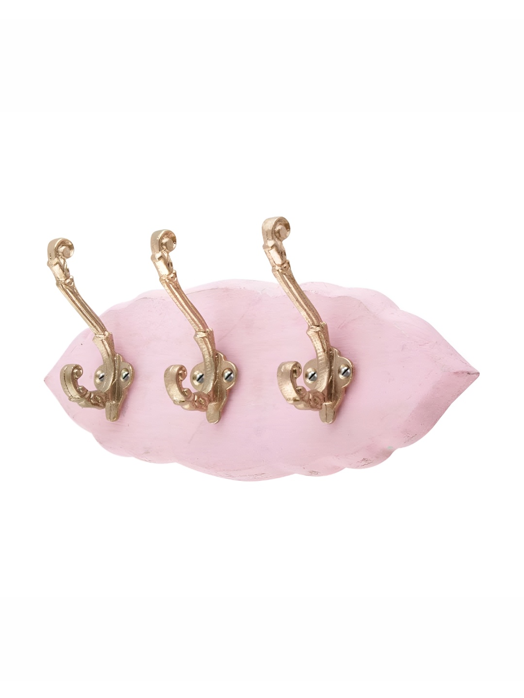 

Indianshelf Beige & Pink Leaf Shape Double Loop Wooden Wall Hooks Key Holder