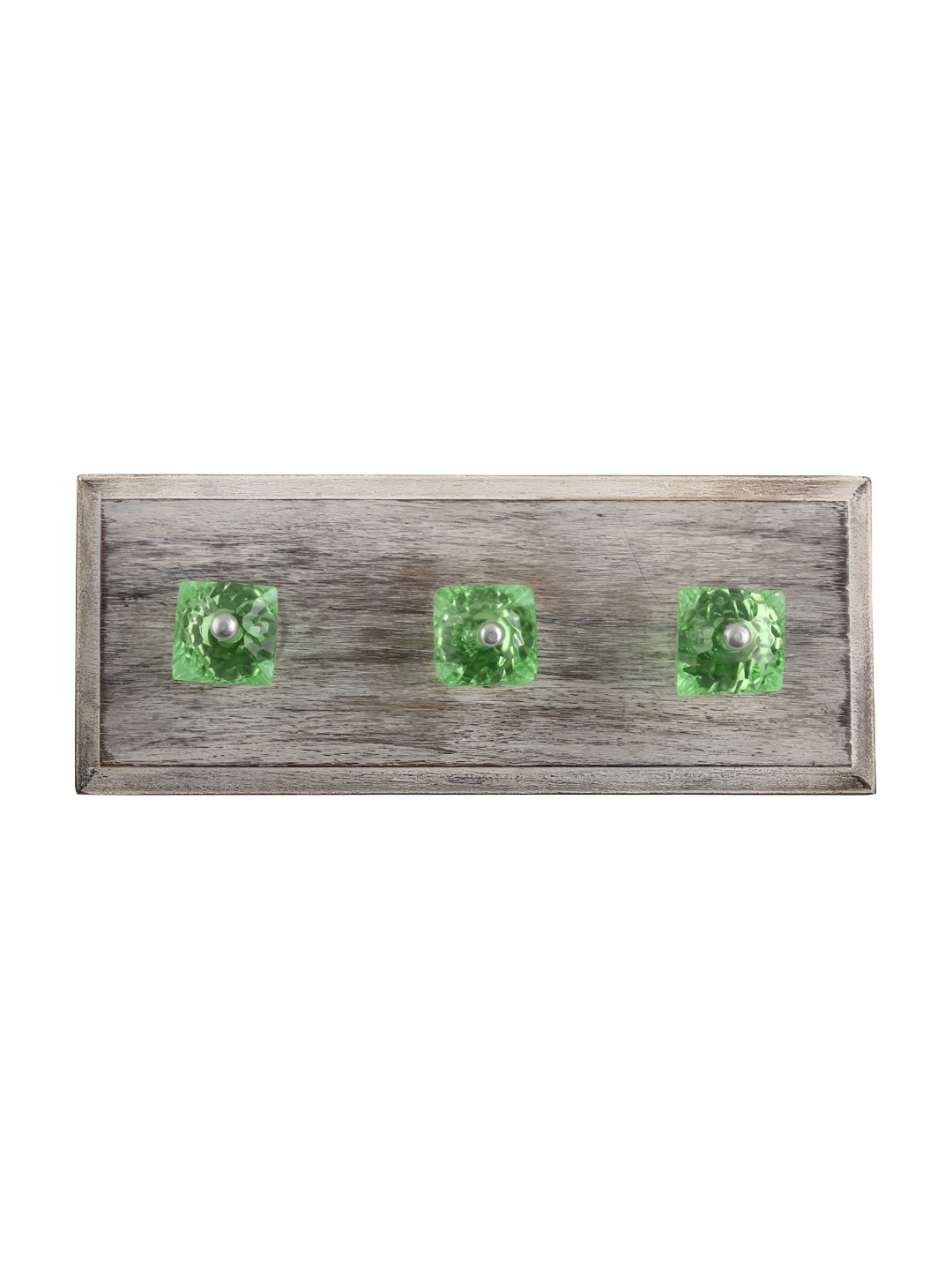 

Indianshelf Green & Beige Wooden Square Cut Wall Hooks Holder