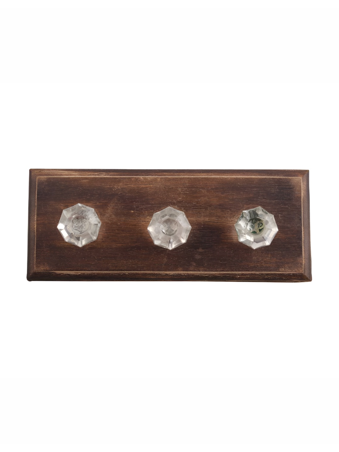 

Indianshelf Transparent & Brown Wooden Octagon Wall Hooks Holder
