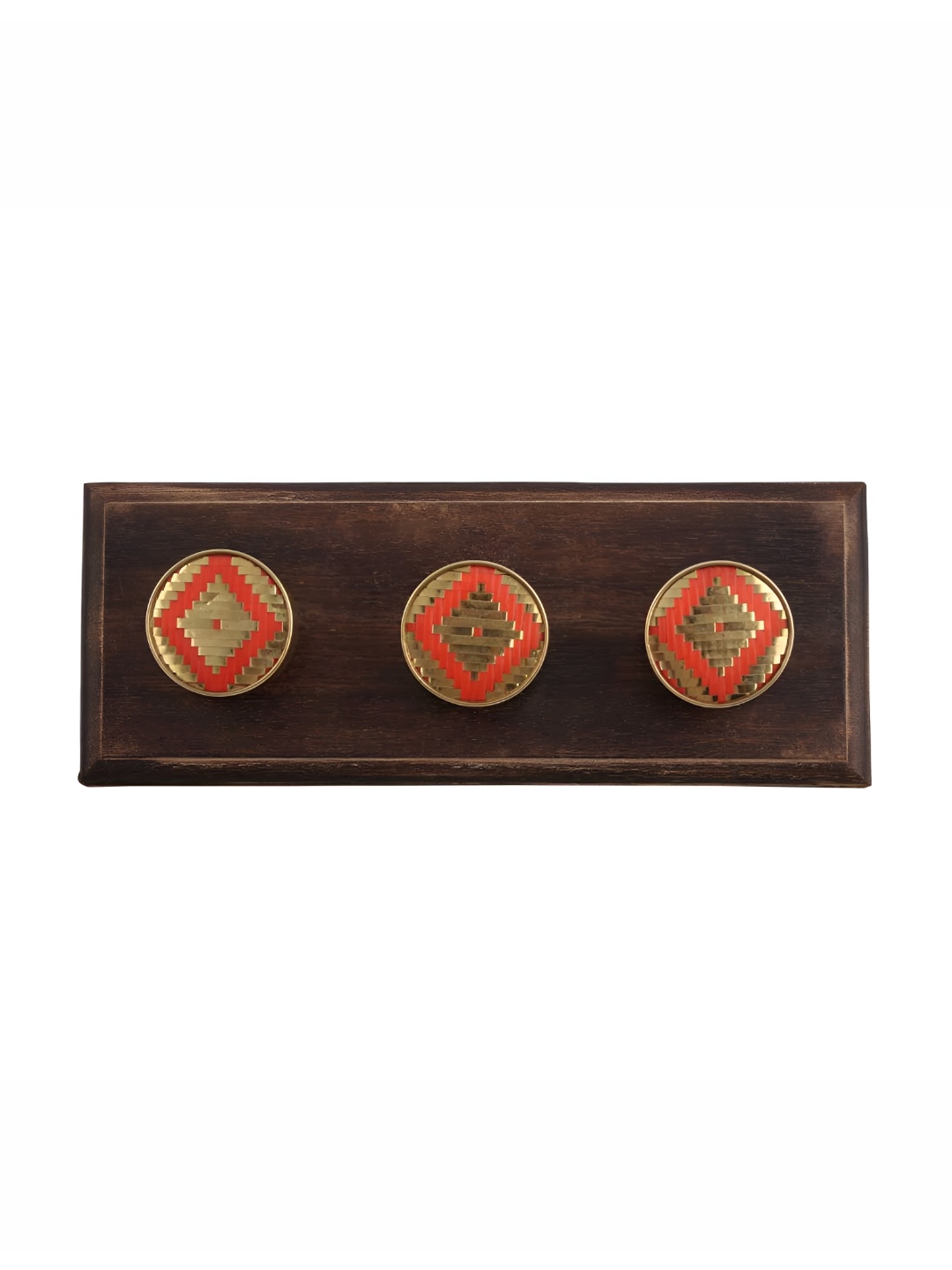 

Indianshelf Brown & Orange Cross Round 3 Hooks Holder