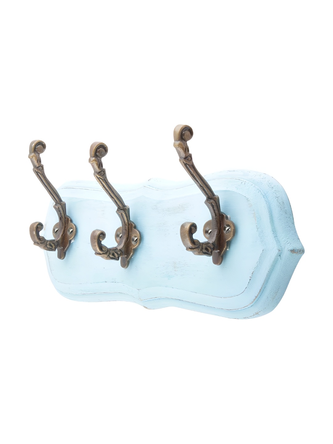 

Indianshelf Turquoise Blue Wooden Classic 3 Hooks Key Holder