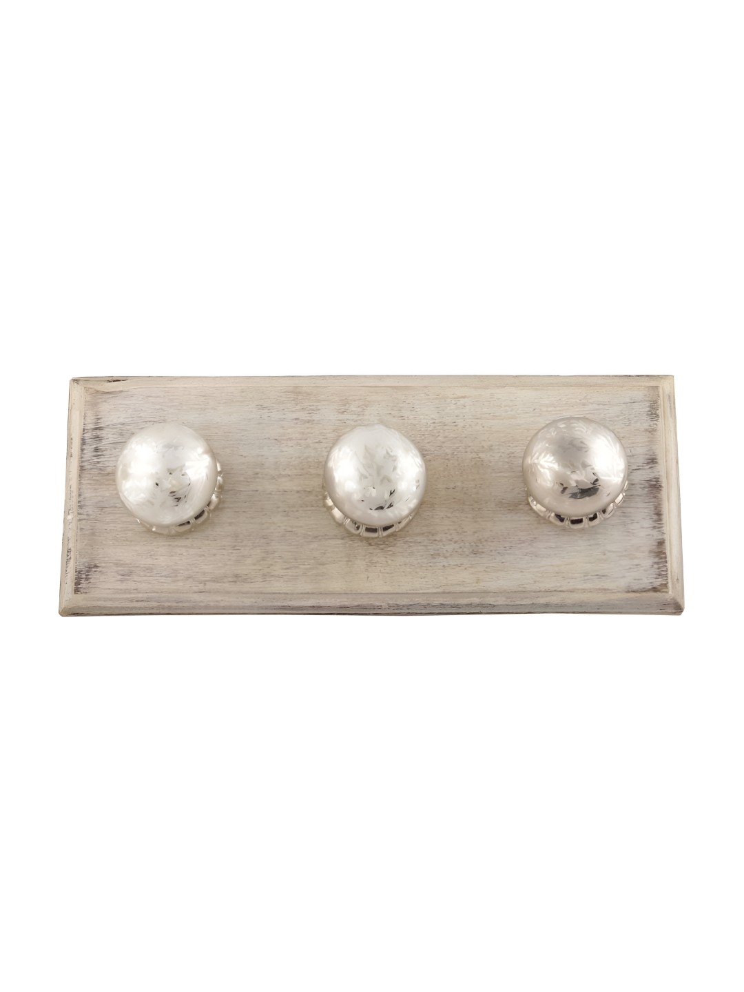 

Indianshelf Grey & Beige Floral Printed Wooden 3 Hooks Key Holder