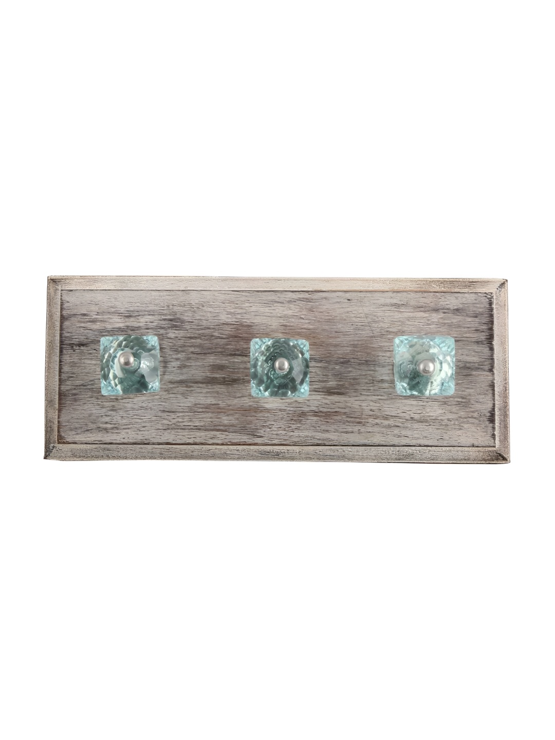 

Indianshelf Turquoise Blue & Beige Square Cut Wooden Wall Key Holder