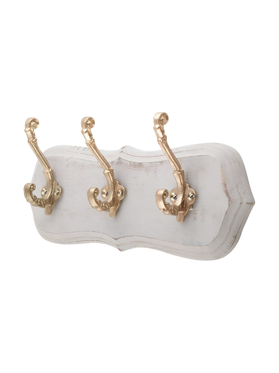 

Indianshelf White & Grey Leaf Shape Double Loop Wooden Wall Key Holder