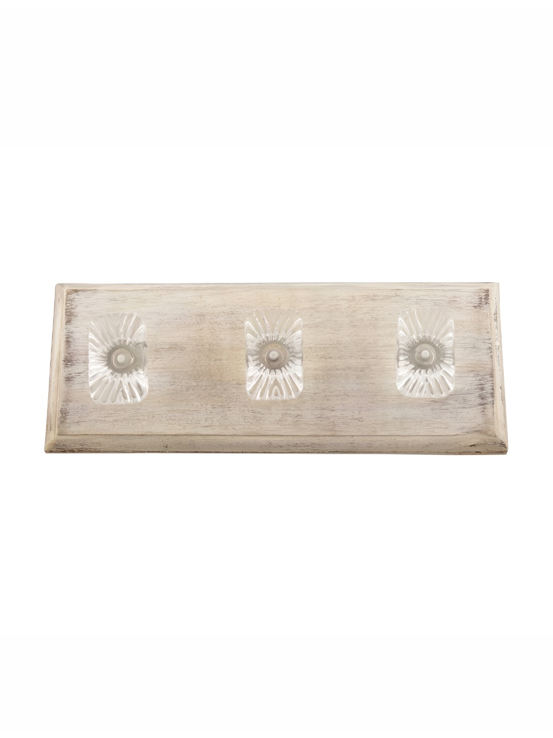

Indianshelf Beige & White Fine Cut Wooden Wall Key Holder, Transparent
