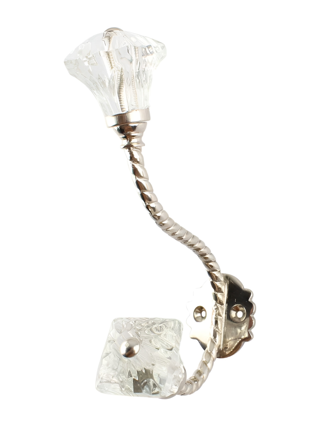 

Indianshelf Transparent & Grey J Shape Glass Wall Hook Key Holder