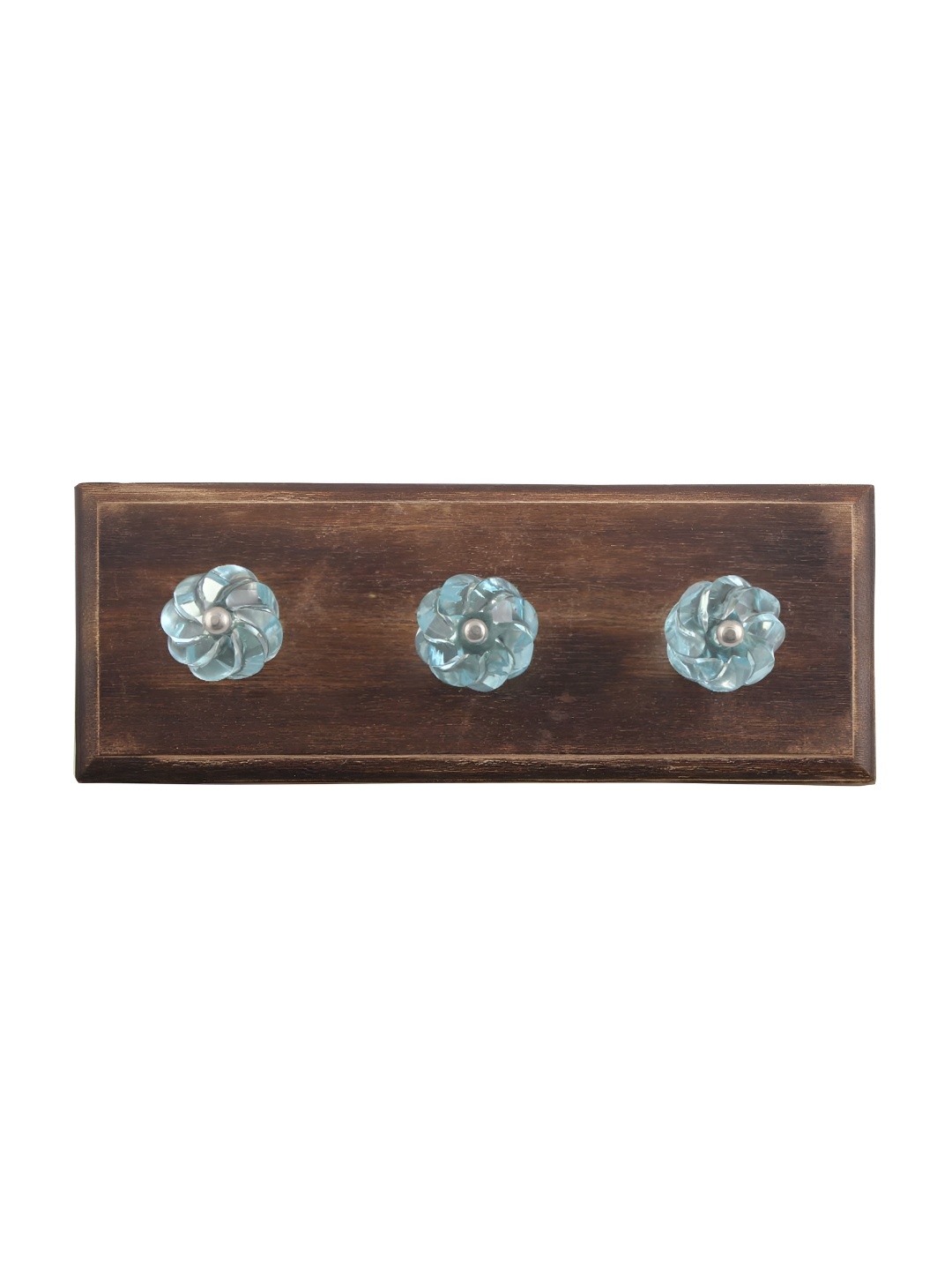 

Indianshelf Brown & Turquoise Blue Flower Cut Wall Hooks Holder