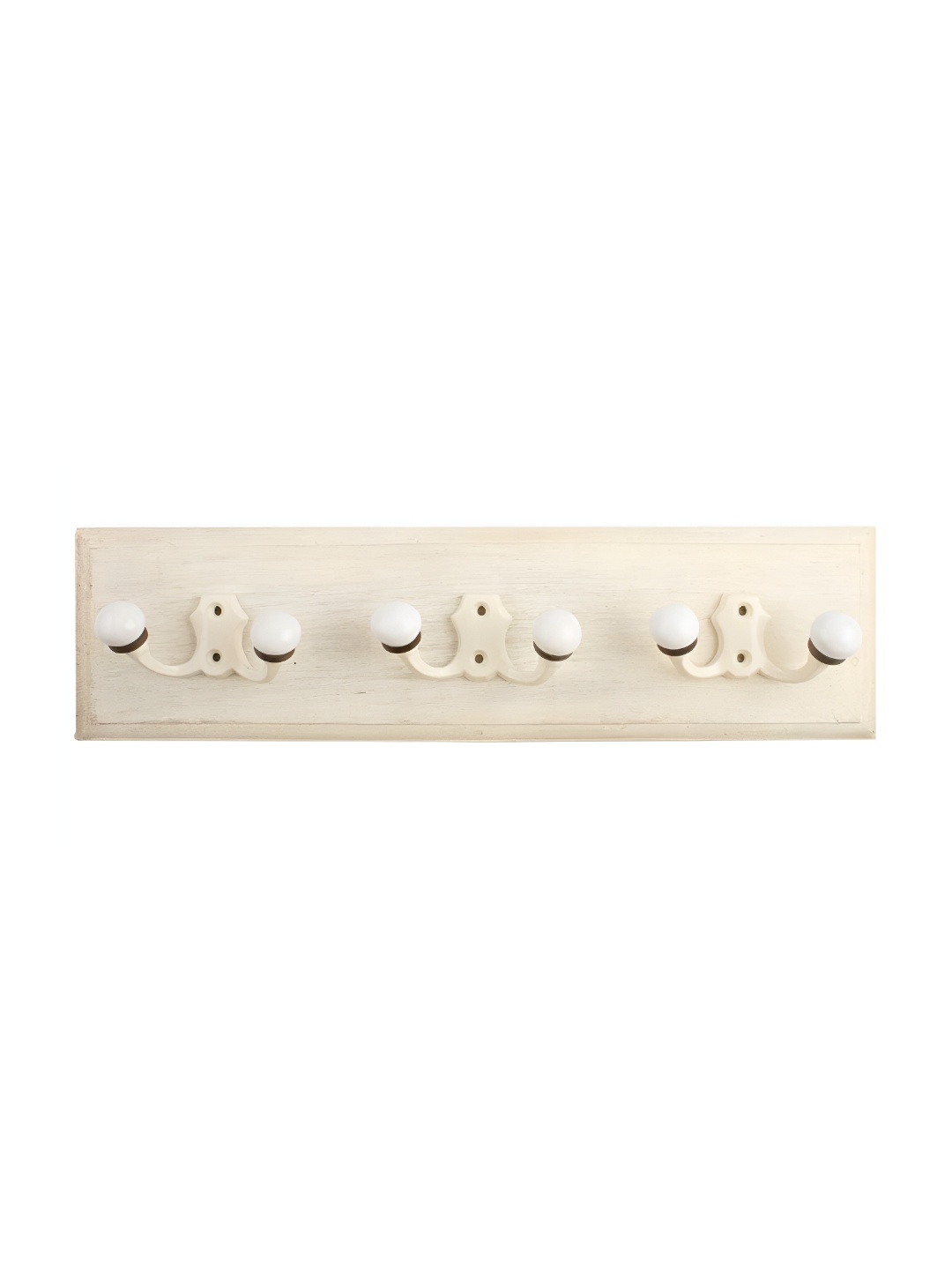 

Indianshelf White & Cream-coloured Double Loop Wooden Wall Hooks Key Holder