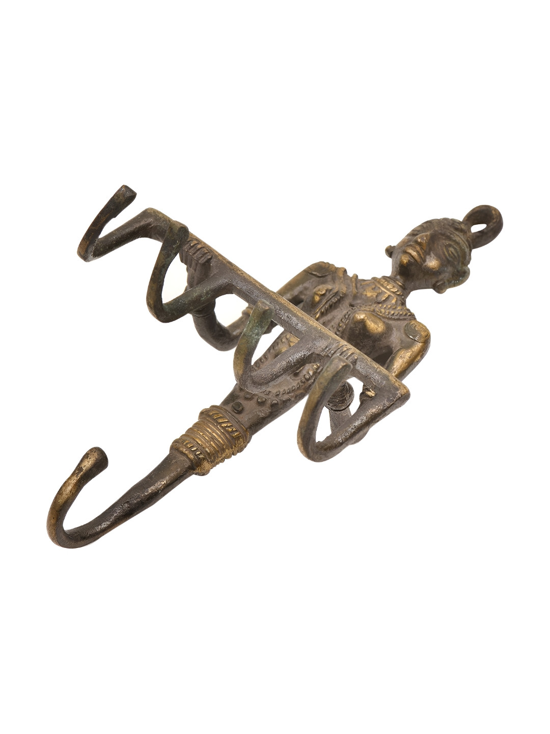 

Indianshelf Brass Tribal Serpent Goddess Wall Hooks Key Holder, Gold