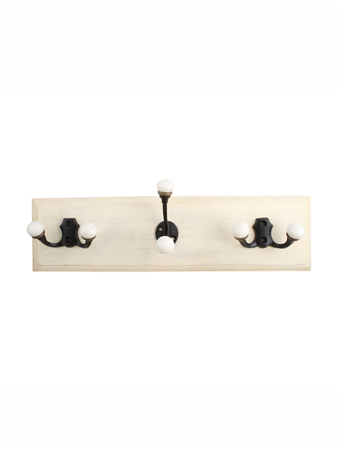 

Indianshelf Black & Beige Leaf Shape Double Loop Wooden Wall Hooks Key Holder