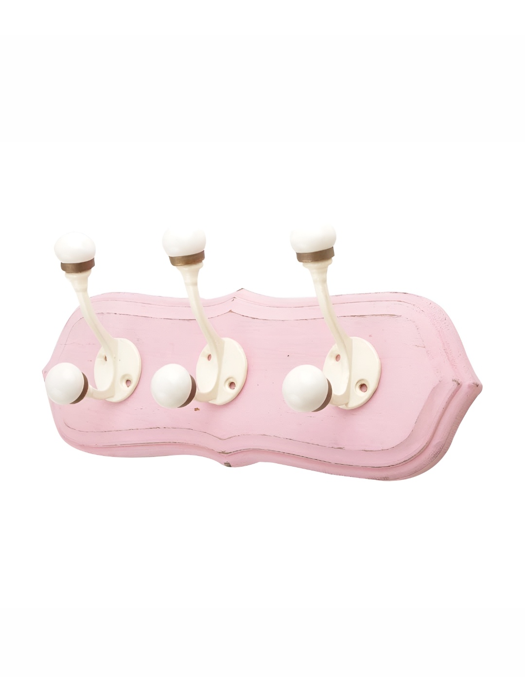 

Indianshelf White & Pink Leaf Shape Double Loop Wooden Wall Hooks Key Holder