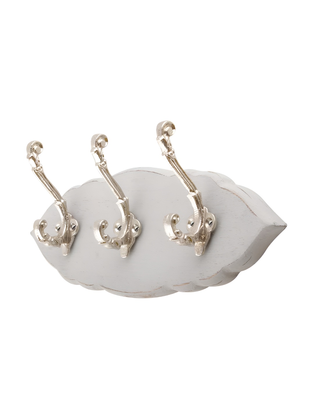 

Indianshelf Grey Leaf Shape Double Loop Wooden Wall Hooks Key Holder