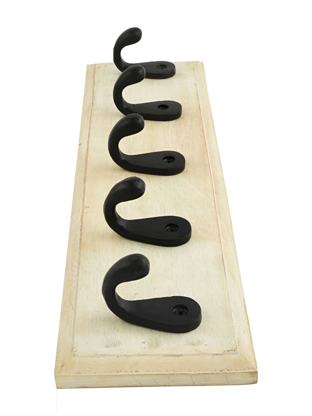 

Indianshelf Black & Cream Wooden Wall 5 Hooks Key Holder