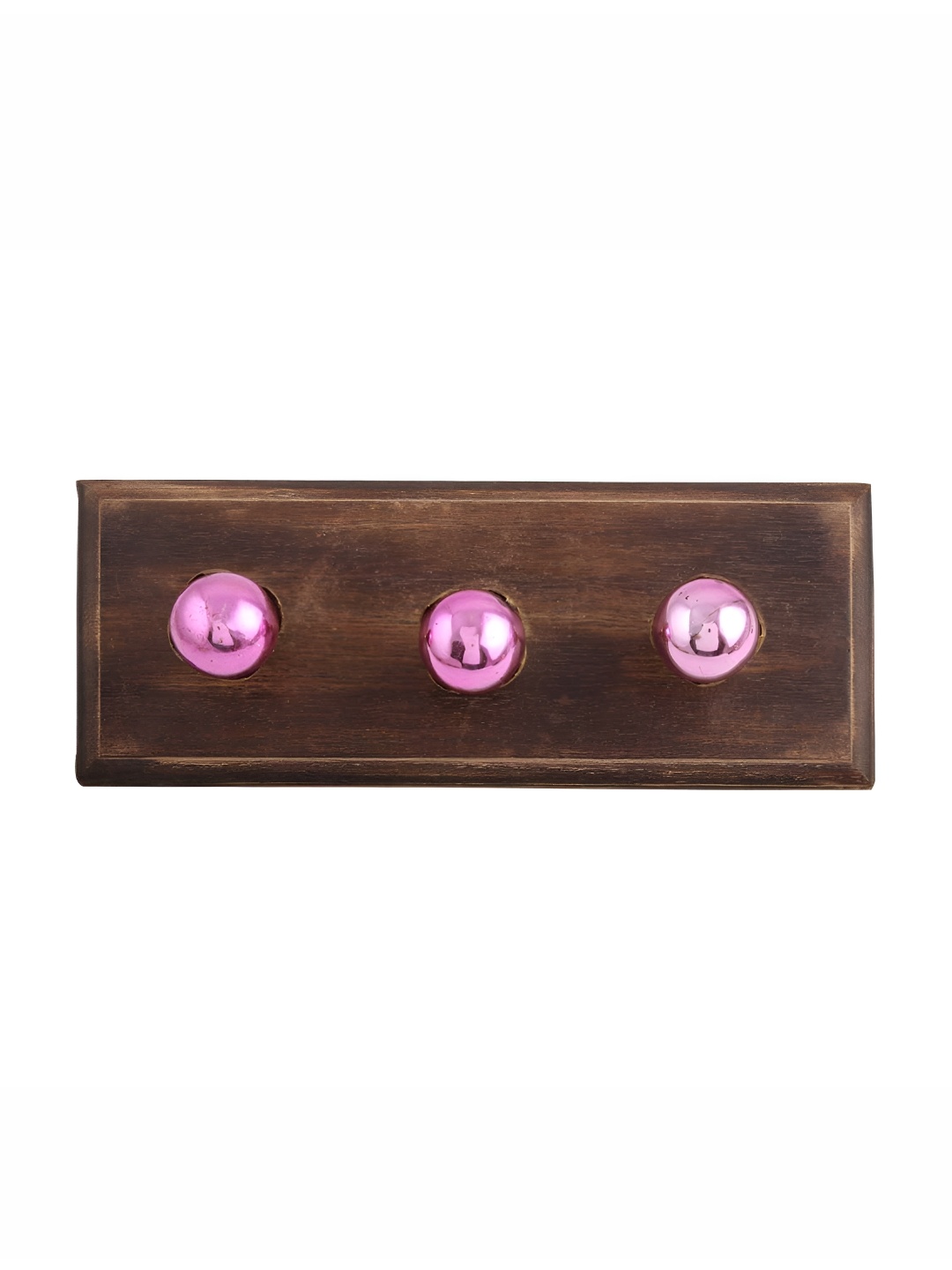 

Indianshelf Pink & Brown Round Wooden Wall 3 Hooks Key Holder