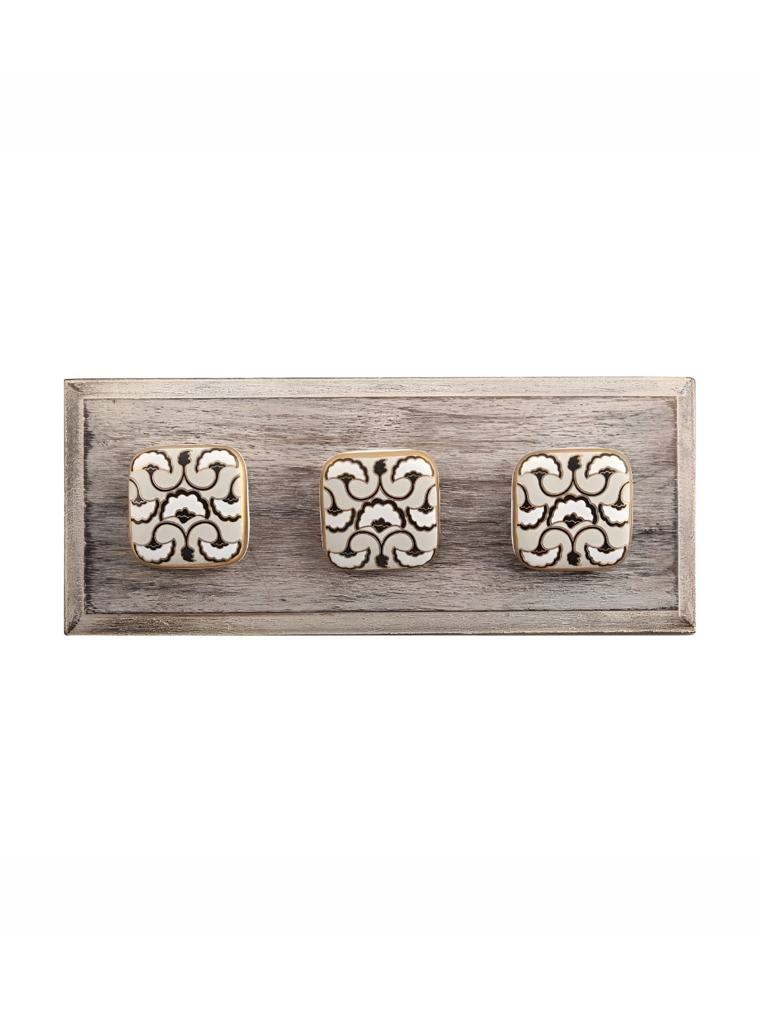 

Indianshelf Black Wooden Square Wall Hooks Key Holder