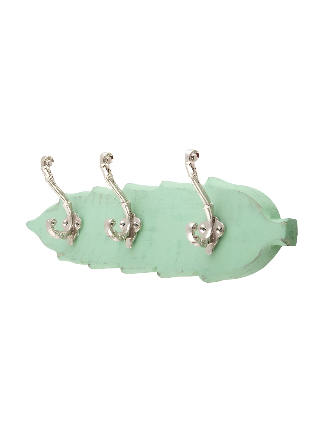 

Indianshelf Grey & Green Leaf Shape Wooden Wall Hooks Key Holder