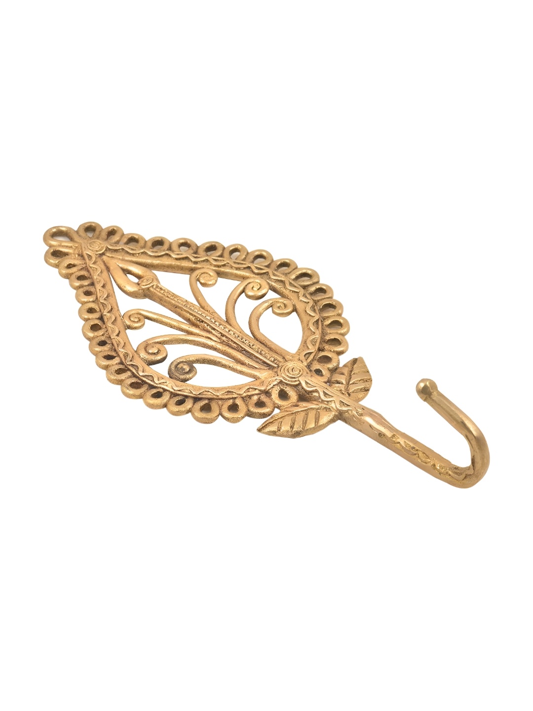 

Indianshelf Beige Leaf Shape Antique Brass Wall Hooks Key Holder