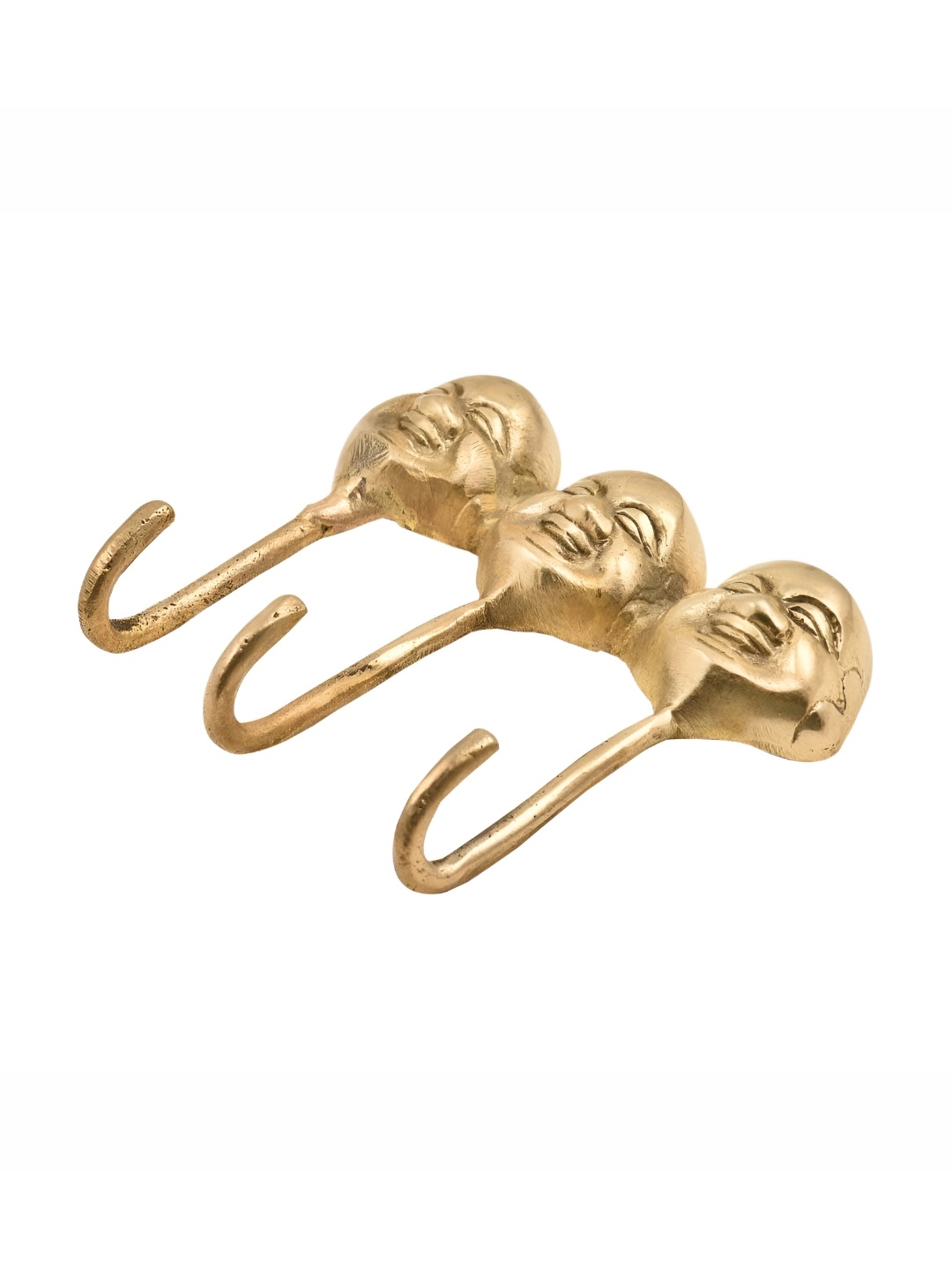 

Indianshelf Laughing Faces Patterned Brass Wall Hooks Key Holder, Gold