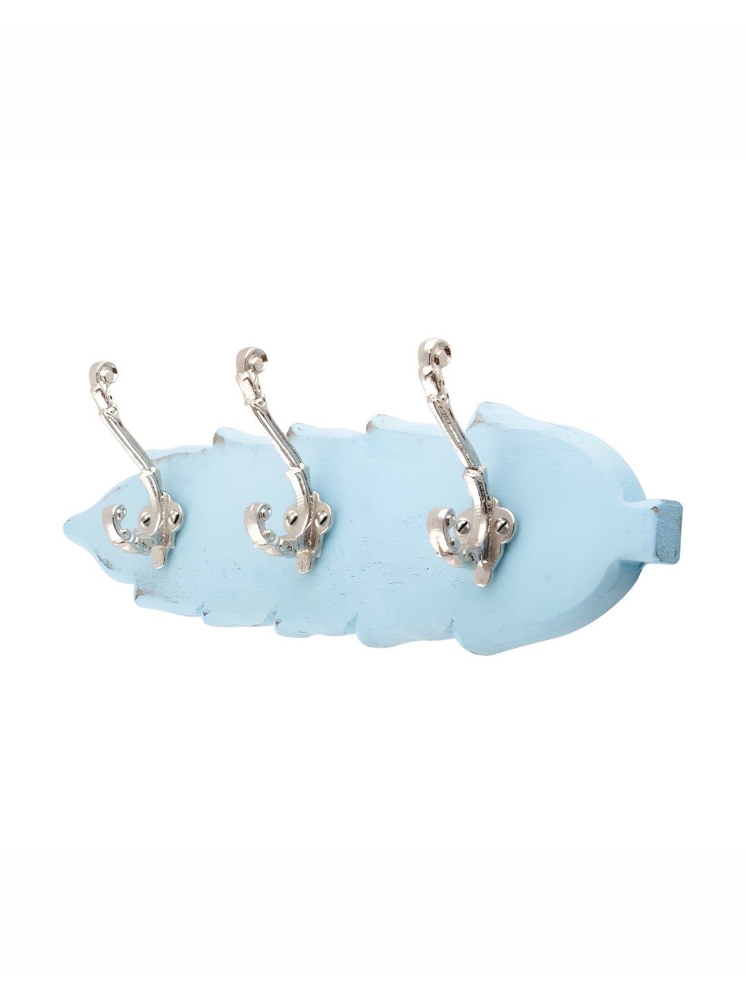 

Indianshelf Turquoise Blue Leaf Shaped Wooden Wall Hooks Key Holder