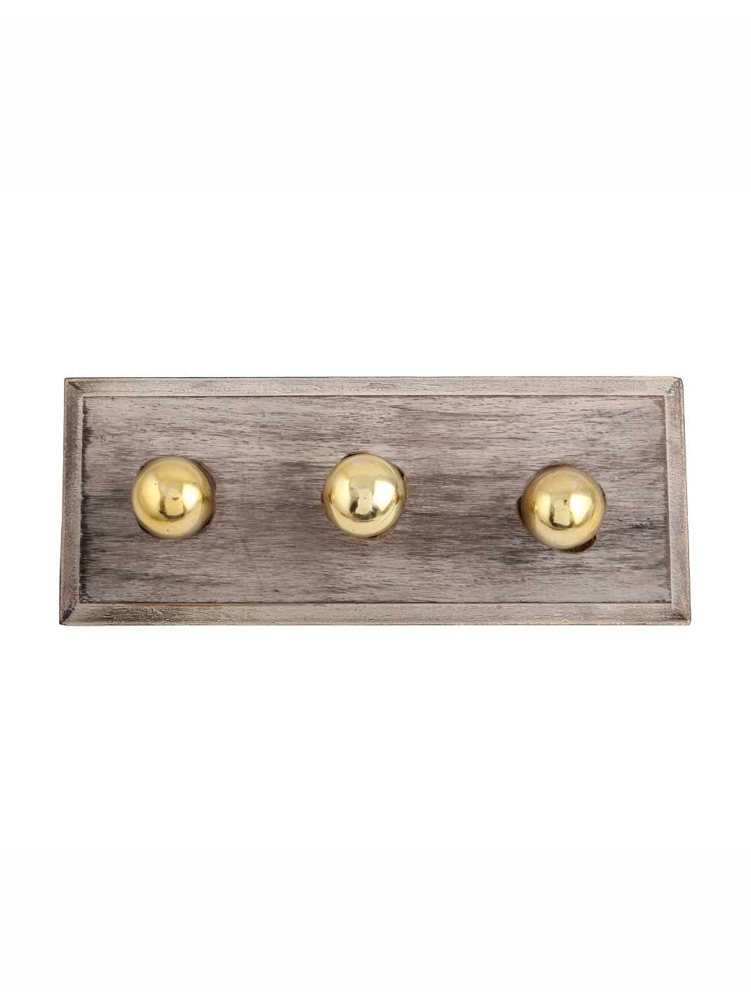 

Indianshelf Gold Toned & Brown Wooden Wall 3 Hooks Key Holder