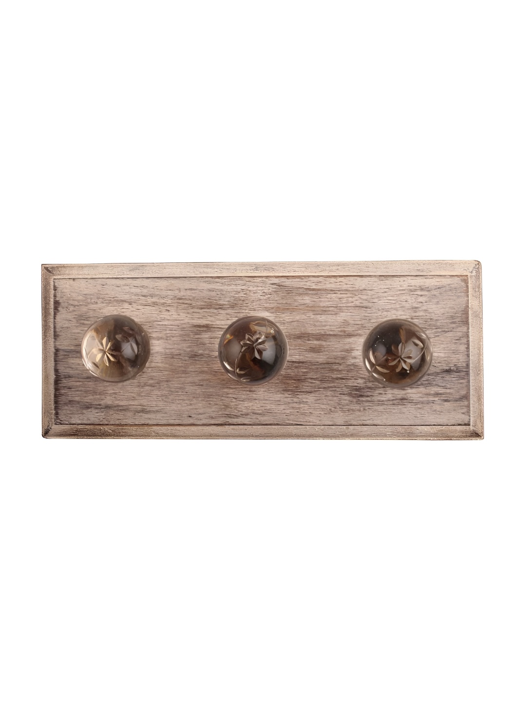 

Indianshelf Brown & Beige Wooden Wall 3 Hooks Key Holder